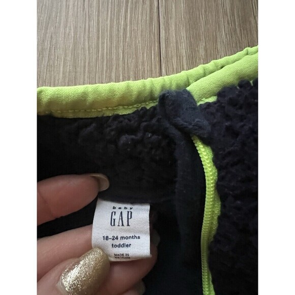 Baby GAP Sherpa Quarter Snap Sweatshirt Pullover Size 18-24 Months Navy Blue - Picture 3 of 5
